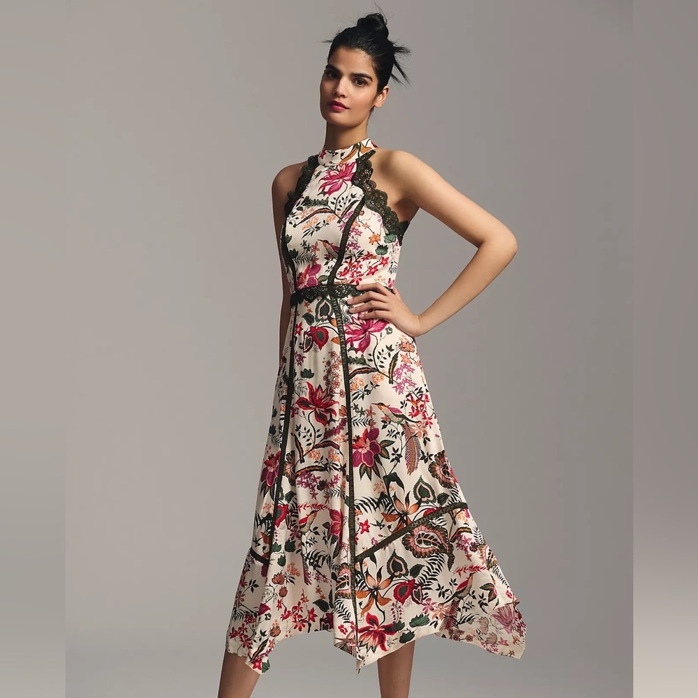 ANTHROPOLOGIE Lace-Trim A-Line Dress